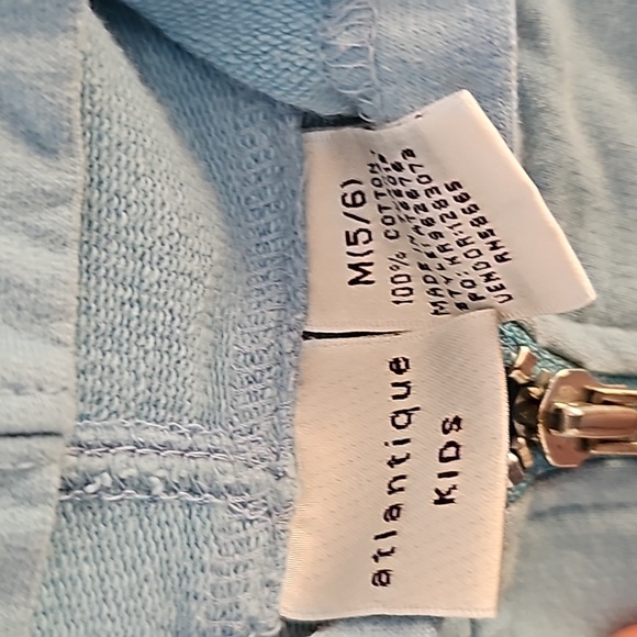Atlantique Kids front zip hoodie size 5-6 100% Cotton Long Sleeve - Picture 3 of 16